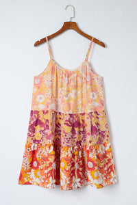 Floral Spaghetti Strap Tiered Dress