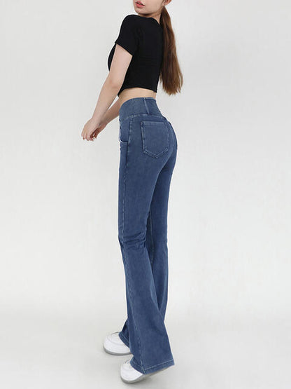 Wide Waistband Bootcut Jeans with Pockets – product image 4