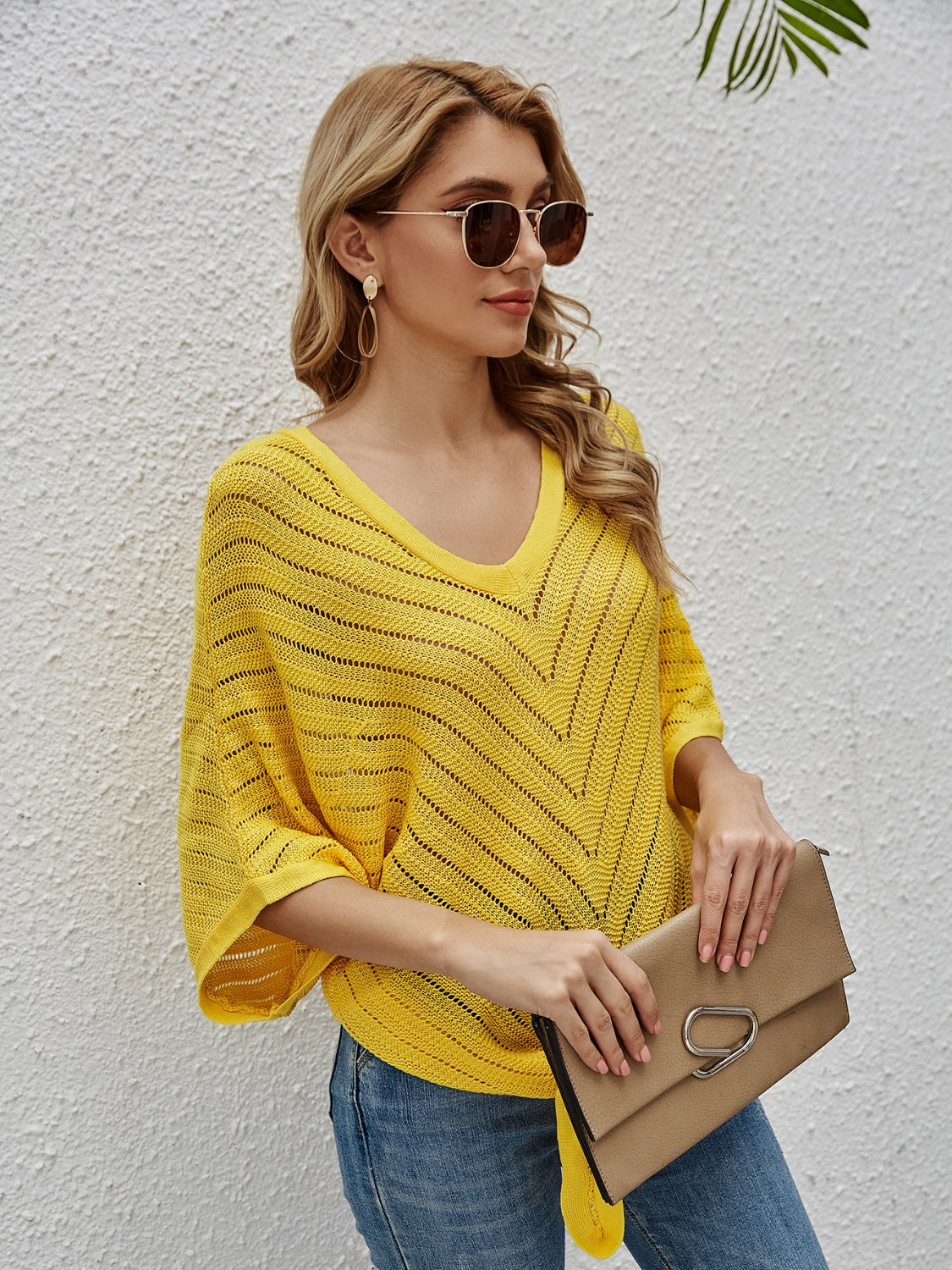 Openwork Batwing Sleeve Cover-Up – product image 7