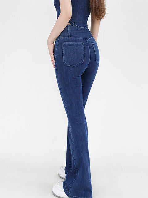 Wide Waistband Bootcut Jeans with Pockets – product image 3