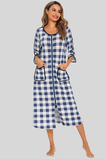 Round Neck Three-Quarter Sleeve Midi Night Dress – product image 22