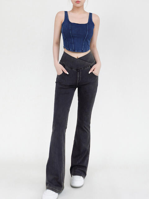 Wide Waistband Bootcut Jeans with Pockets – product image 10