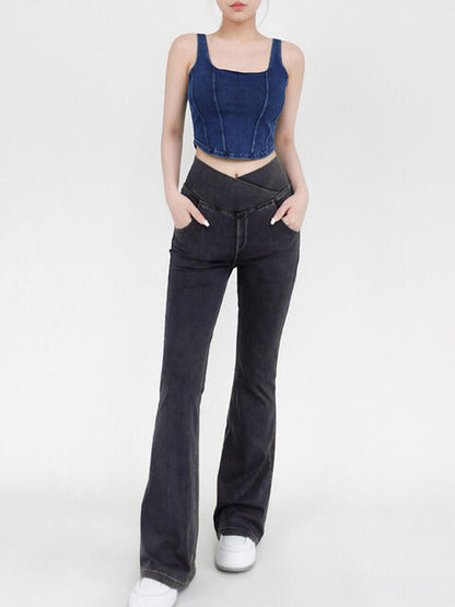 Wide Waistband Bootcut Jeans with Pockets – product image 10