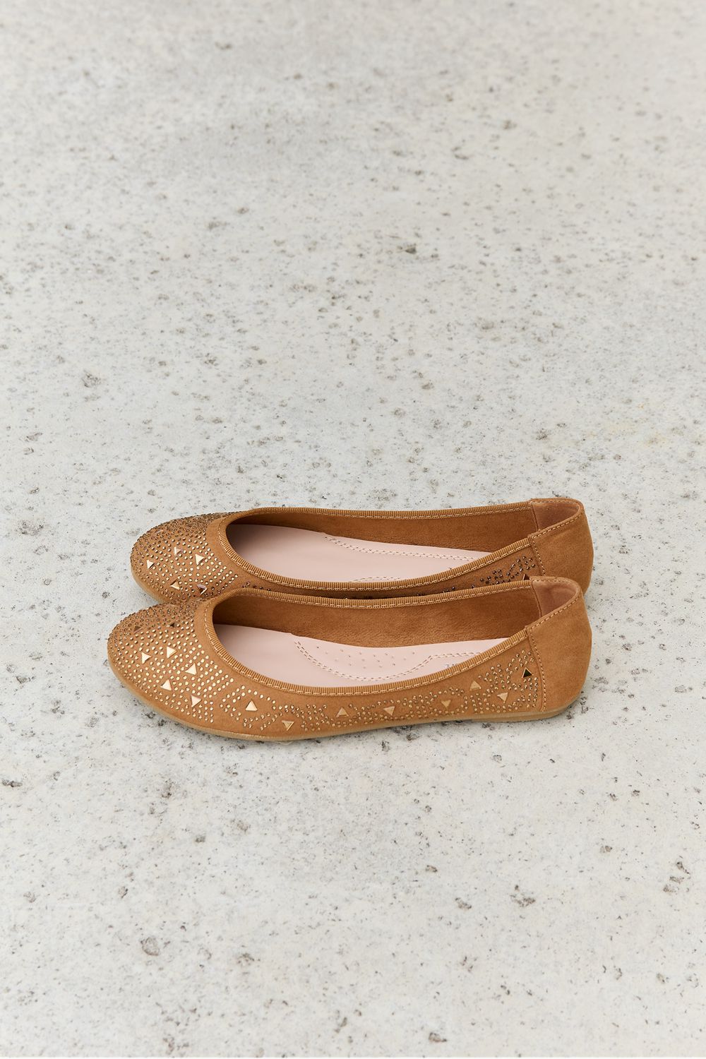 Forever Link Rhinestone Ballet Flats in Tan