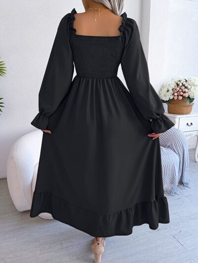Smocked Square Neck Flounce Sleeve Dress – product image 24
