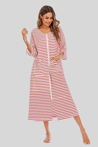 Round Neck Three-Quarter Sleeve Midi Night Dress – product image 10