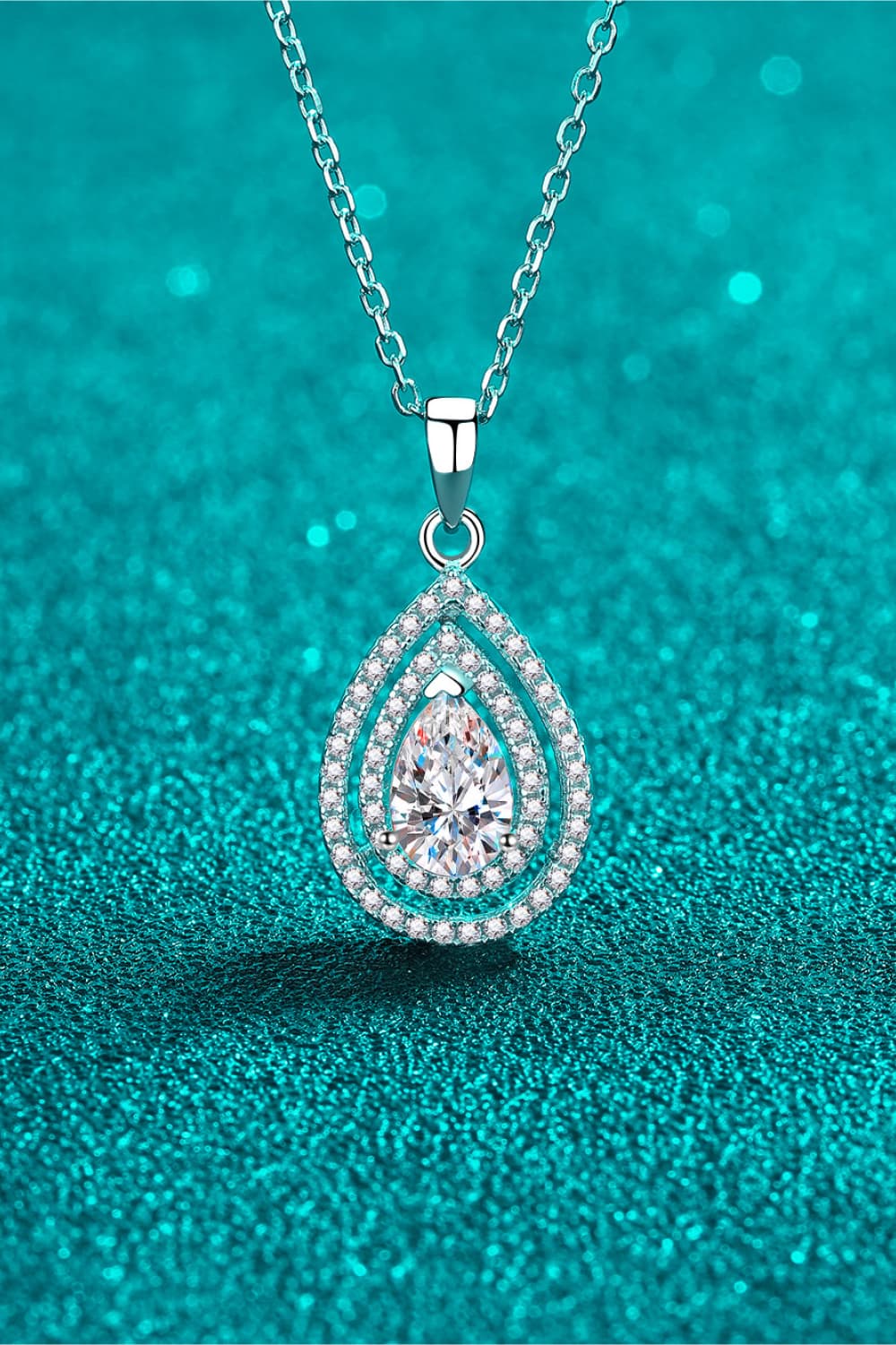 1 Carat Moissanite Teardrop Pendant Necklace