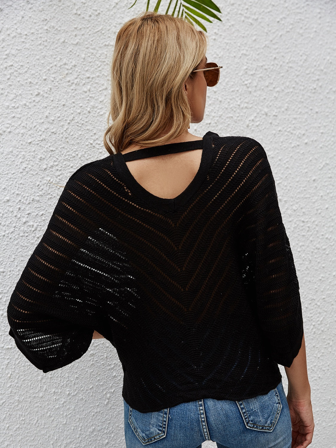 Openwork Batwing Sleeve Cover-Up – product image 2