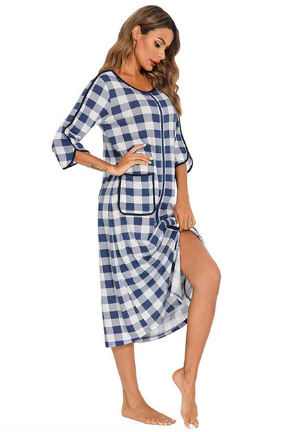 Round Neck Three-Quarter Sleeve Midi Night Dress – product image 23