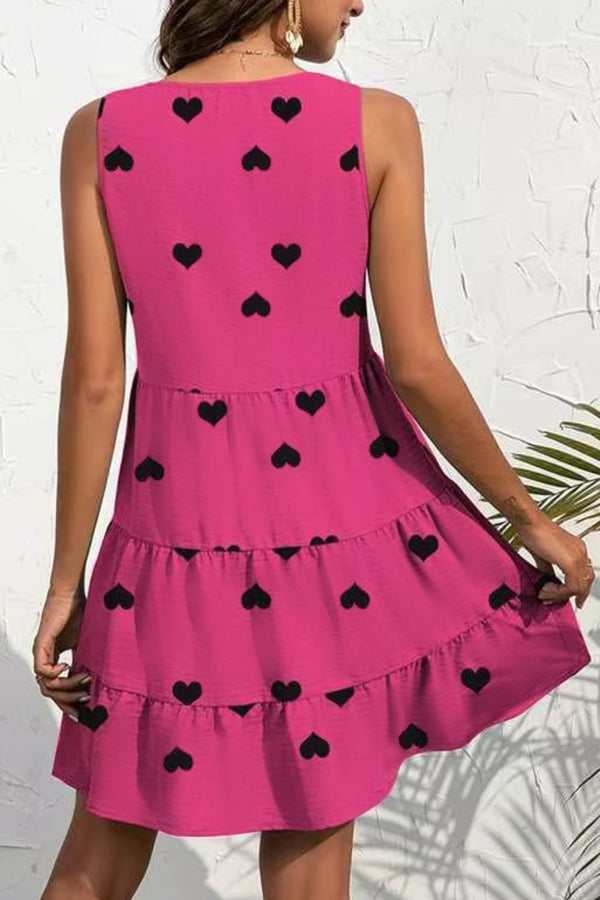 Decorative Button V-Neck Sleeveless Dress