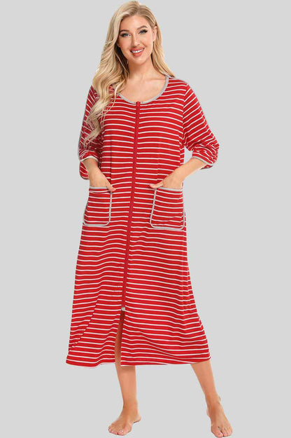 Round Neck Three-Quarter Sleeve Midi Night Dress – product image 4
