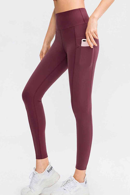 Wide Waistband Slim Fit Long Sports Pants with Pocket – product image 1