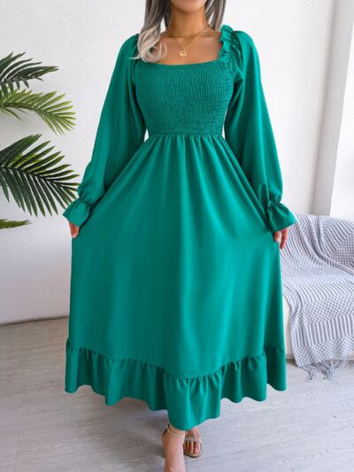 Smocked Square Neck Flounce Sleeve Dress – product image 14
