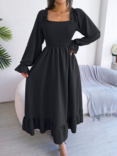 Smocked Square Neck Flounce Sleeve Dress – product image 20