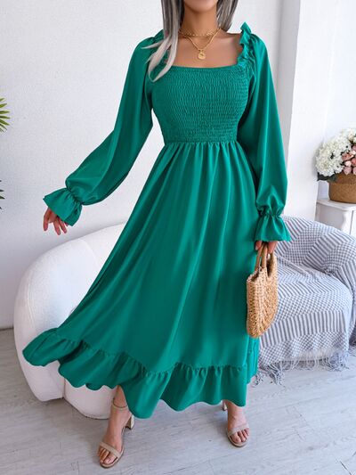 Smocked Square Neck Flounce Sleeve Dress – product image 19