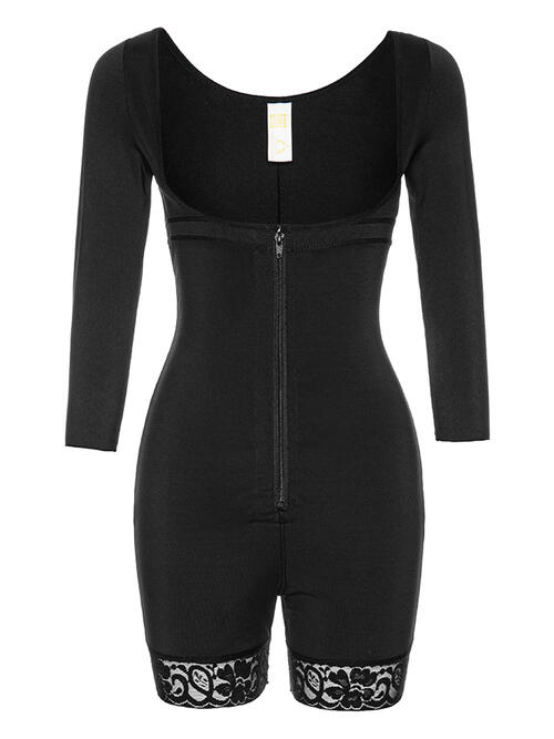 Full Size Zip Up Lace Detail Long Sleeve Shapewear – product image 4