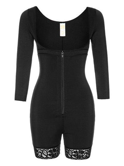 Full Size Zip Up Lace Detail Long Sleeve Shapewear – product image 4