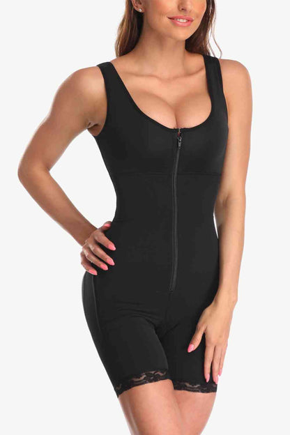 Full Size Zip-Up Lace Detail Shapewear – product image 1
