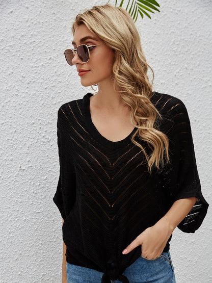 Openwork Batwing Sleeve Cover-Up – product image 3