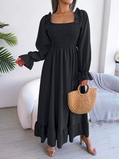 Smocked Square Neck Flounce Sleeve Dress – product image 25