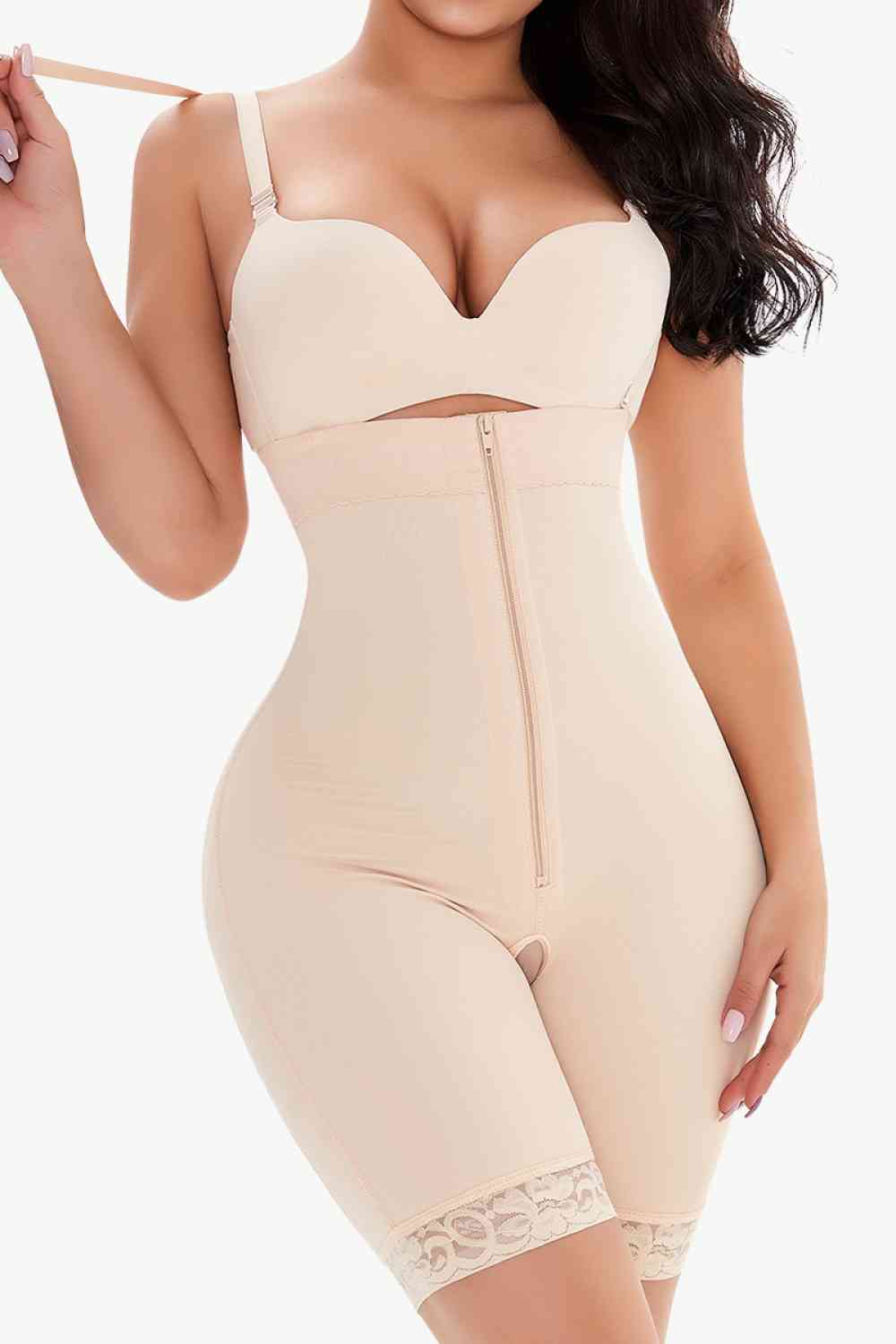 Full Size Lace Detail Zip-Up Under-Bust Shaping Bodysuit – product image 4