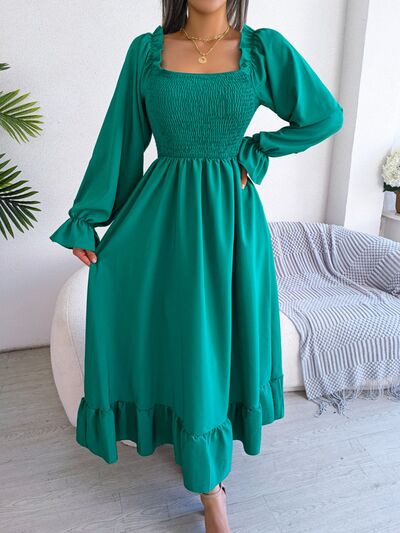 Smocked Square Neck Flounce Sleeve Dress – product image 13