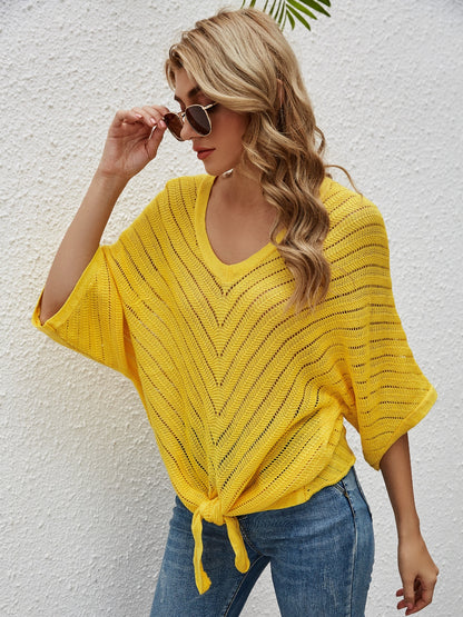 Openwork Batwing Sleeve Cover-Up – product image 9