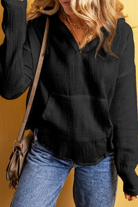 Pocketed Drawstring Dropped Shoulder Hoodie