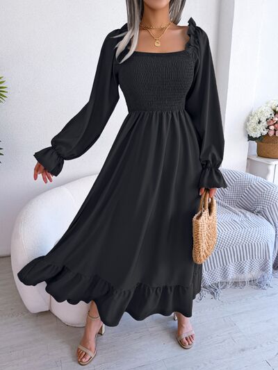 Smocked Square Neck Flounce Sleeve Dress – product image 23