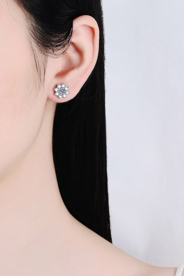 1 Carat Moissanite 925 Sterling Silver Flower Earrings