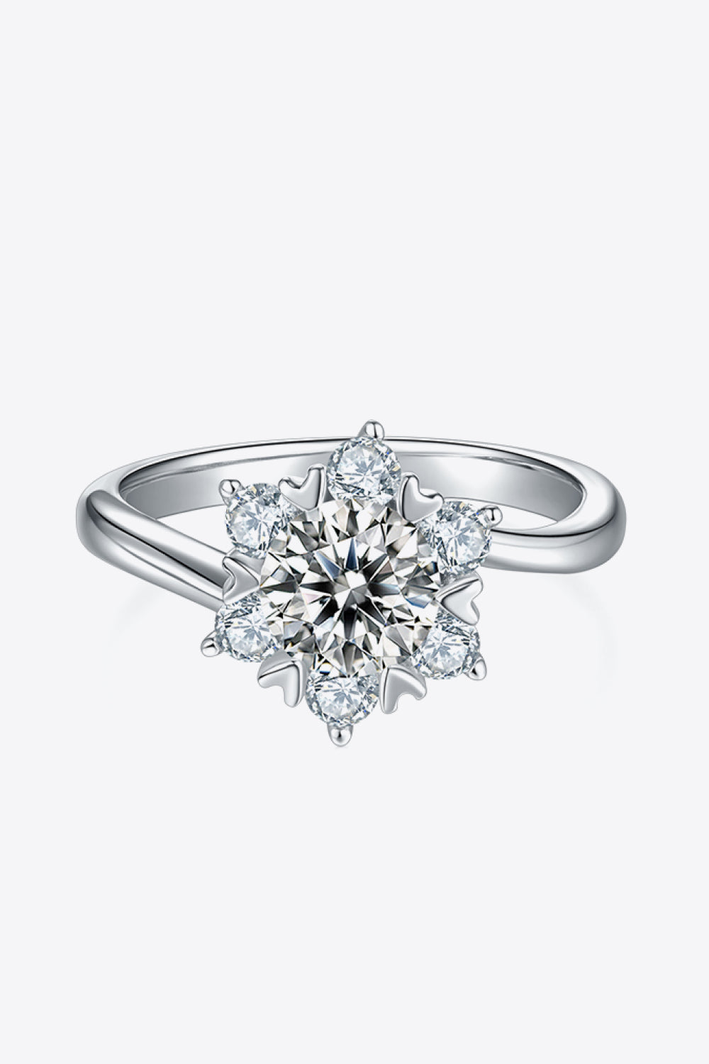 1 Carat Moissanite 925 Sterling Silver Cluster Ring