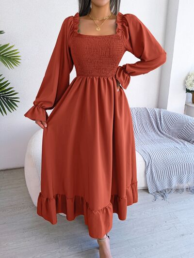 Smocked Square Neck Flounce Sleeve Dress – product image 1