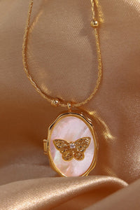 Butterfly Shell Pendant Copper Necklace