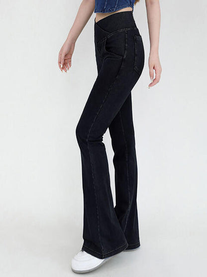 Wide Waistband Bootcut Jeans with Pockets – product image 7