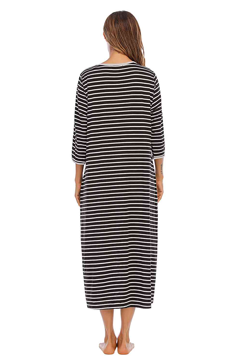 Round Neck Three-Quarter Sleeve Midi Night Dress – product image 18