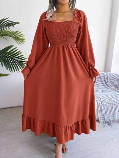 Smocked Square Neck Flounce Sleeve Dress – product image 3