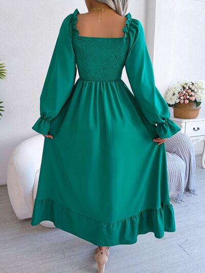 Smocked Square Neck Flounce Sleeve Dress – product image 18