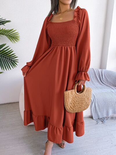 Smocked Square Neck Flounce Sleeve Dress – product image 4