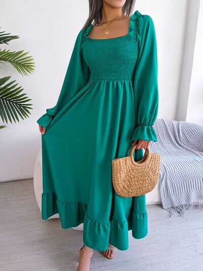 Smocked Square Neck Flounce Sleeve Dress – product image 15