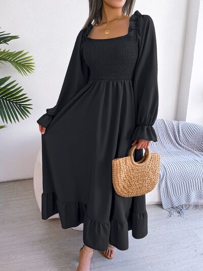 Smocked Square Neck Flounce Sleeve Dress – product image 22