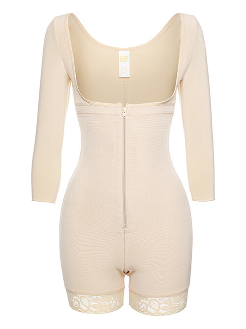 Full Size Zip Up Lace Detail Long Sleeve Shapewear – product image 11