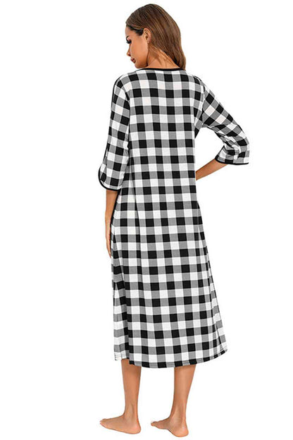 Round Neck Three-Quarter Sleeve Midi Night Dress – product image 21