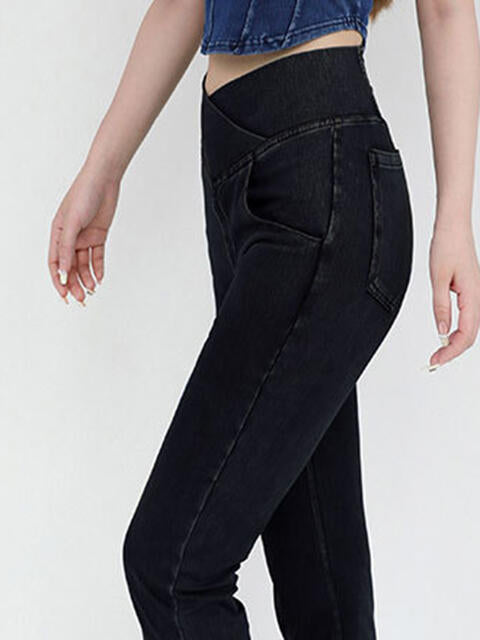 Wide Waistband Bootcut Jeans with Pockets – product image 9