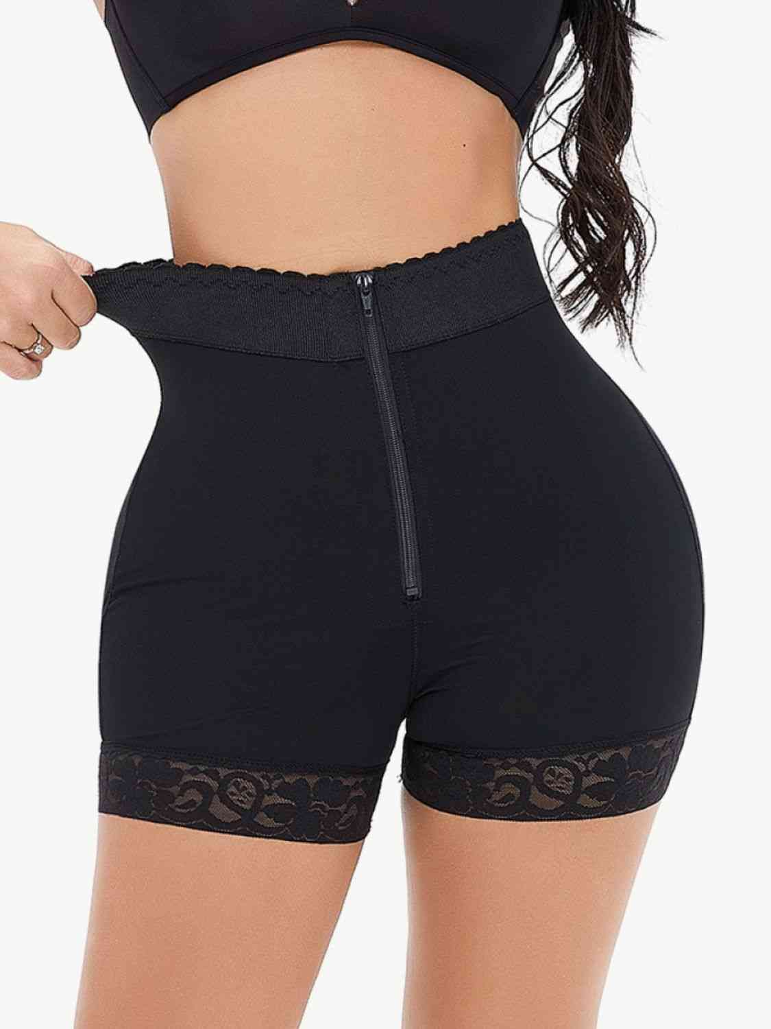 Full Size Zip-Up Lace Trim Shaping Shorts – product image 4