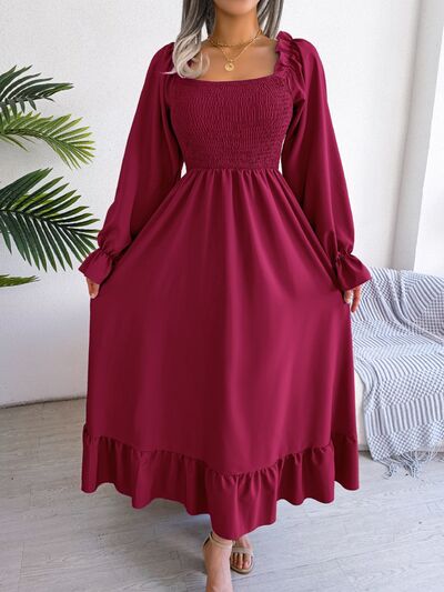 Smocked Square Neck Flounce Sleeve Dress – product image 8