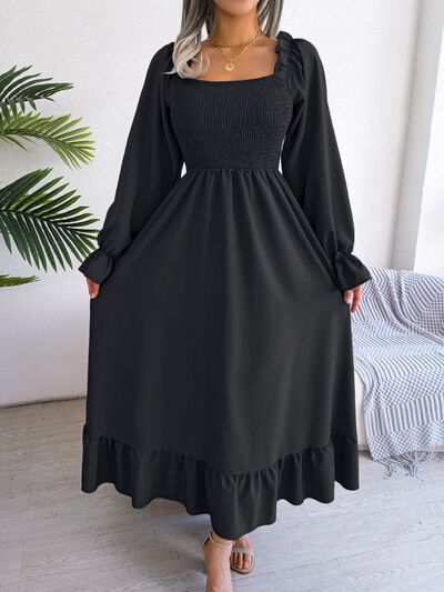 Smocked Square Neck Flounce Sleeve Dress – product image 21