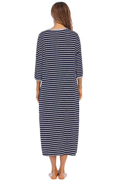 Round Neck Three-Quarter Sleeve Midi Night Dress – product image 2