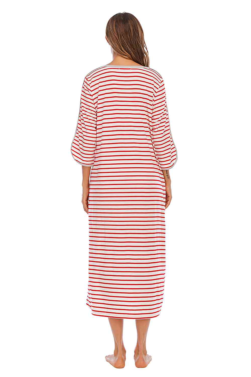Round Neck Three-Quarter Sleeve Midi Night Dress – product image 12