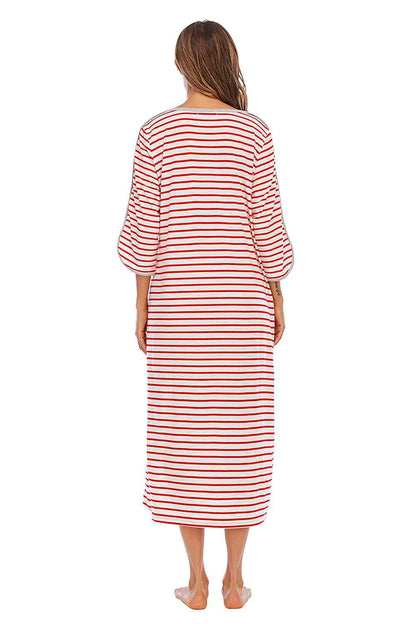 Round Neck Three-Quarter Sleeve Midi Night Dress – product image 12