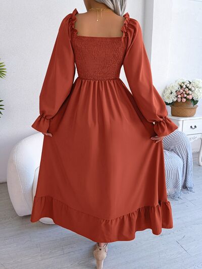 Smocked Square Neck Flounce Sleeve Dress – product image 2